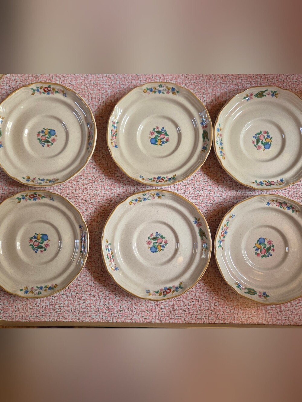 Vintage International China Heartland Village Saucers Set of 6 Style 105